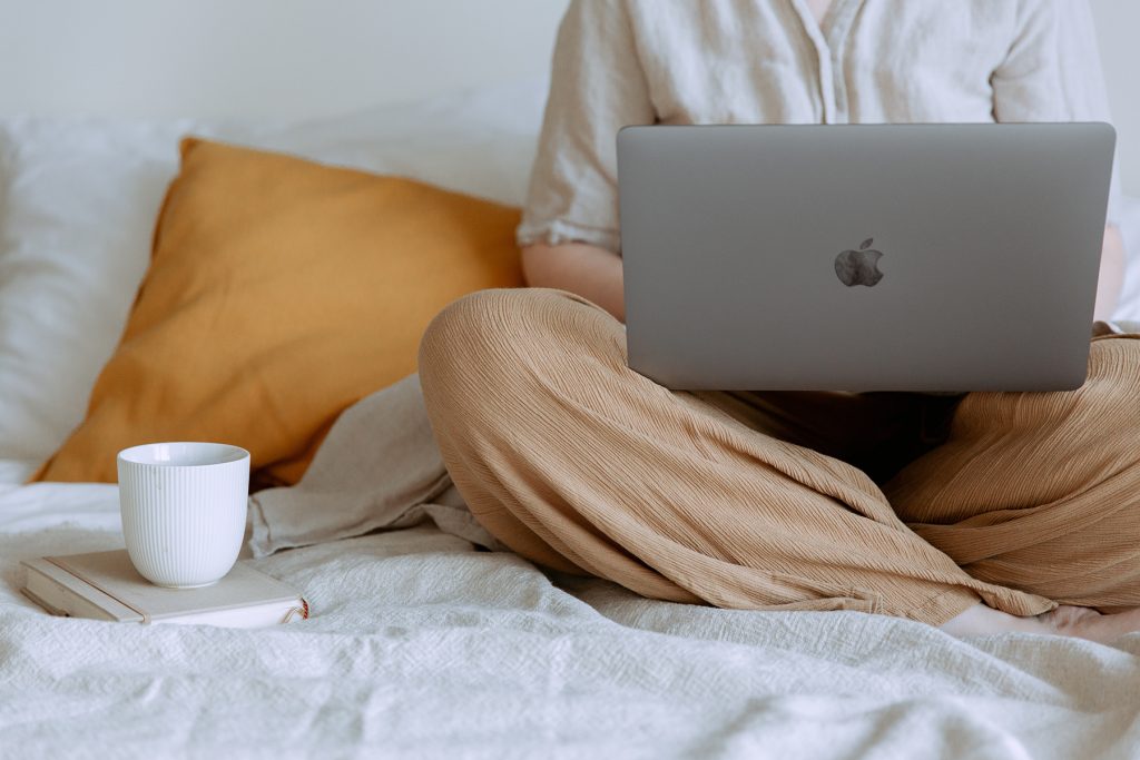 alt=a woman working from home on her laptop