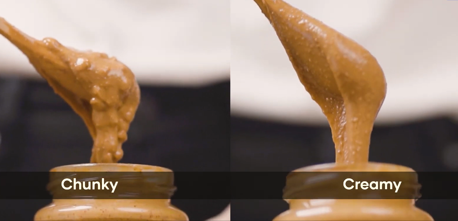 alt=a photo of two different type of Jobbie Nut Butter texture