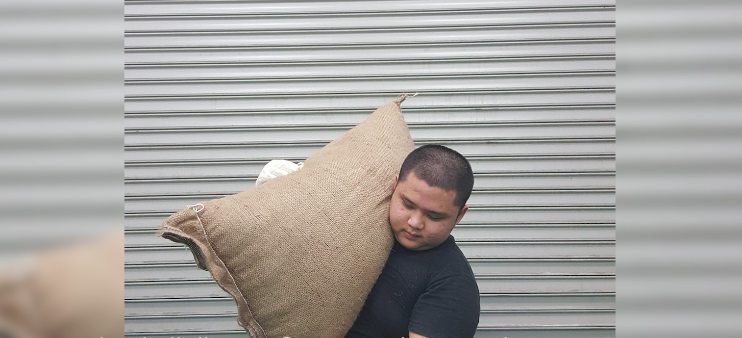 alt=a man holding a sack of peanut